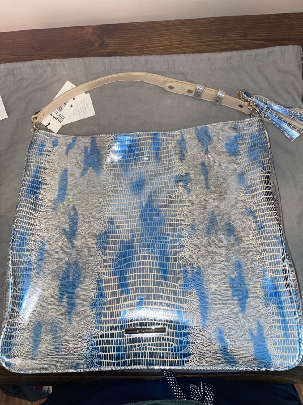 Brahmin Isabella Blue Haze Soneta genuine leather handbag *Rare Find*